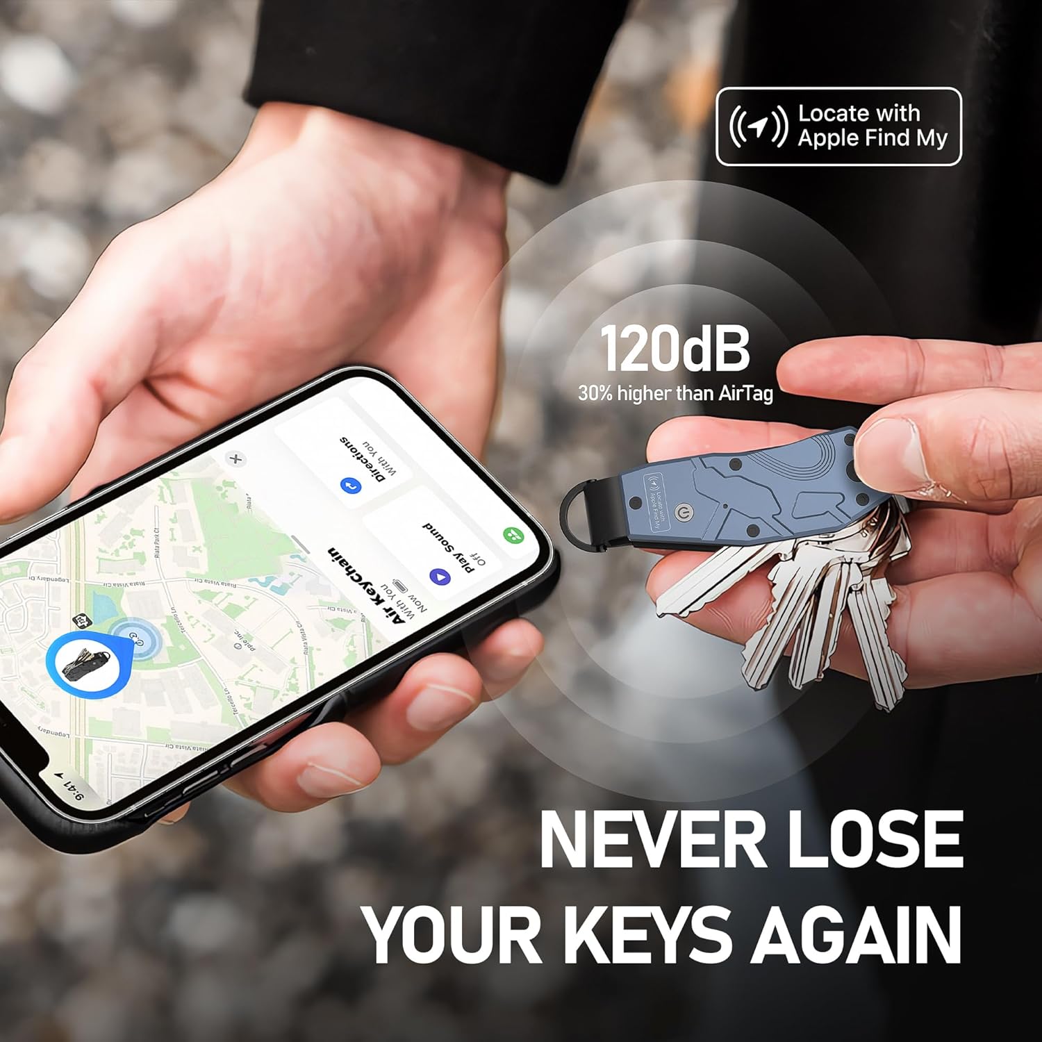 Zeeker Air Keychain, Key Organizer Works with Apple Find My, Built-in airtag Chips, Holds 2-6 Keys, Car Key Chains with GPS Tracker, Key Finder, Minimalist Key Holder for Men and Women, iOS Only Use