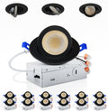 Adetu 3 Inch Gimbal Balck Led Recessed Lighting, 360°+90° Adjustable Directional Led Recessed Lights, 2700K/3000K/3500K/4000K/5000K Dimmable Retrofit Eyeball Can Lights with Jbox,ETL (Black, 12 Pack)