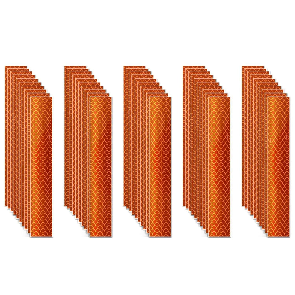 Non Fading Orange Reflective Stickers 1 inch X 6 inch, Outdoor Waterproof High Visibility Warning Safety Adhesive Reflector Tape (50 Pcs)