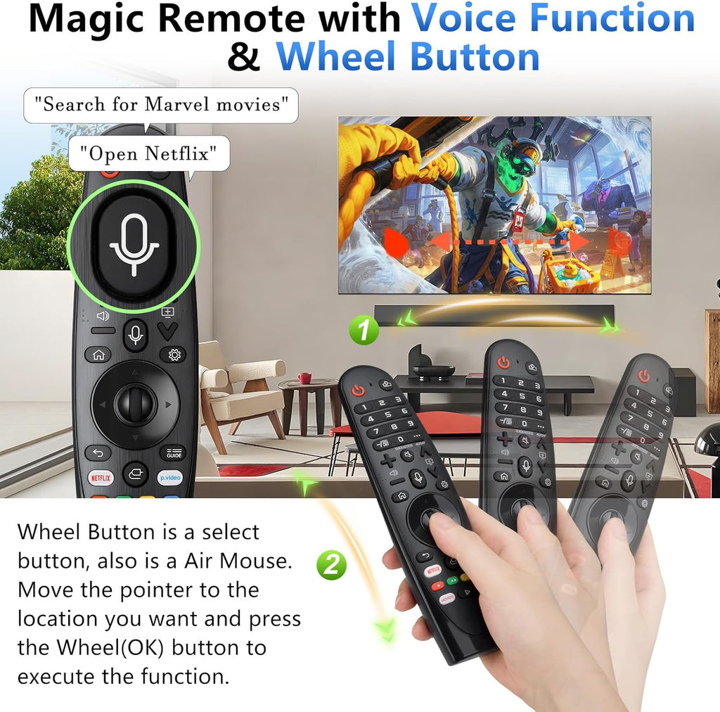 Voice Magic Remote for LG-TV-Remote Control Replacement, AKB75855501 AN-MR20GA MR19BA MR18BA MR650A with Battery, with Voice Recognition and Pointer Function