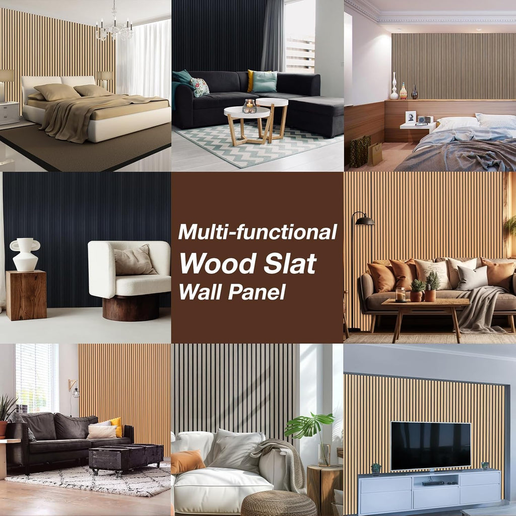 Yuzzy Wood Panels for Wall, Wood Slat Acoustic Panels, Sound Absorbing Wall Panels for Interior Wall Decor, Samples Pack