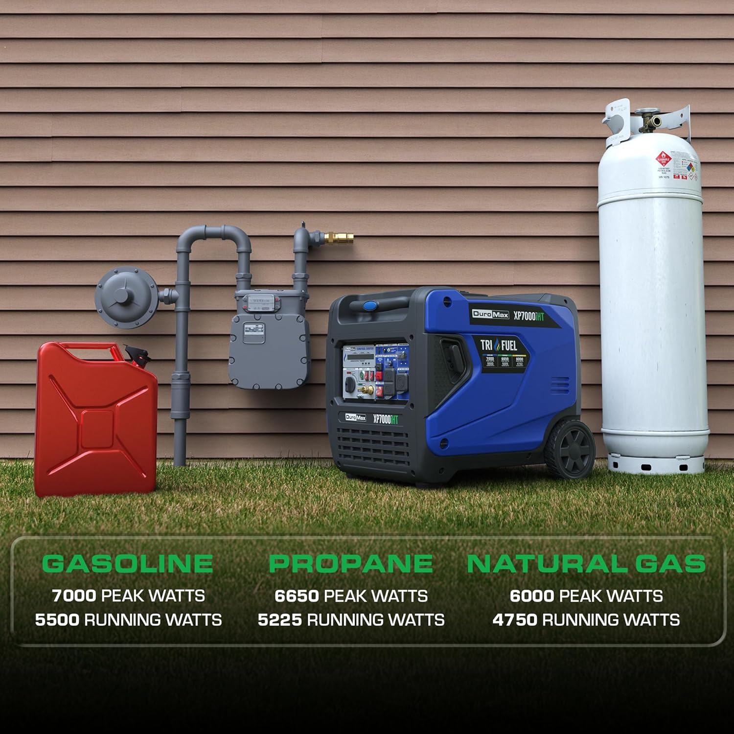 DuroMax XP7000iHT 7,000-Watt Portable Tri Fuel Inverter Generator