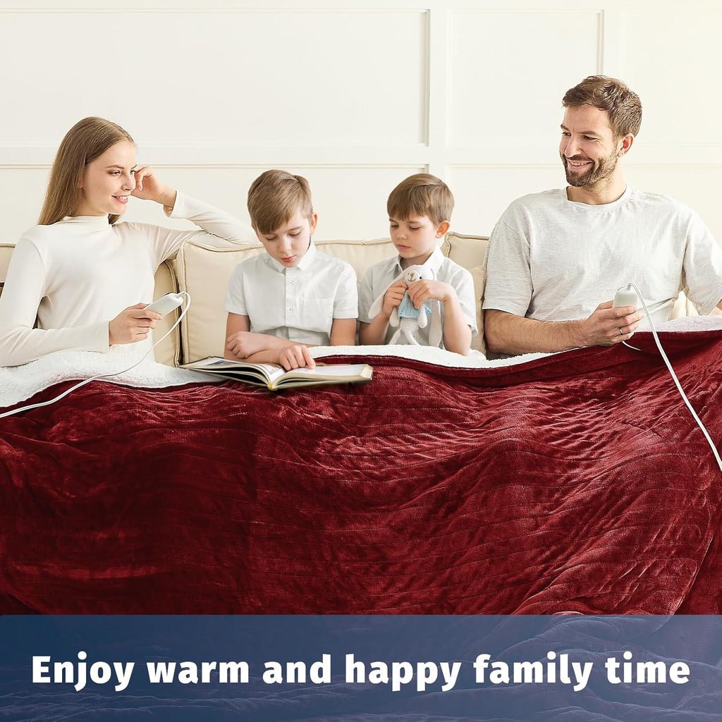 Heated Electric Blanket Queen Size - 84" x 90" Heating Blanket with Dual Control, 10 Heating Levels & 8 Hours Auto Off, Soft Warm Flannel Blanket, Christmas Birthday Gifts for Senior Grandma