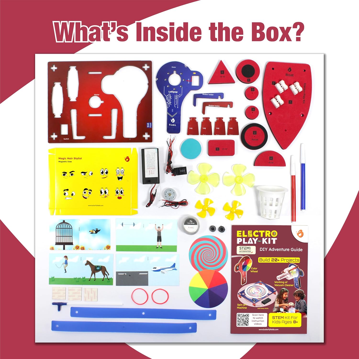 Butterfly EduFields STEM Kit for Kids Ages 8-10-13 | Build 20+ Motor Machines & DIY Engineering Projects | Educational Science Kit for Boys & Girls | Fun STEM Toys for Ages 8-10 | Robotics Learning