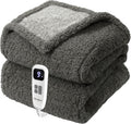 Heated Blanket Electric Blanket Full - Fast Heating Blanket Throw Double Sided Sherpa Ultra Soft Cozy with 10 Heating Levels & 2-10 Hours Auto Off, Mashine Washable, 72 x 84 Inches, Grey