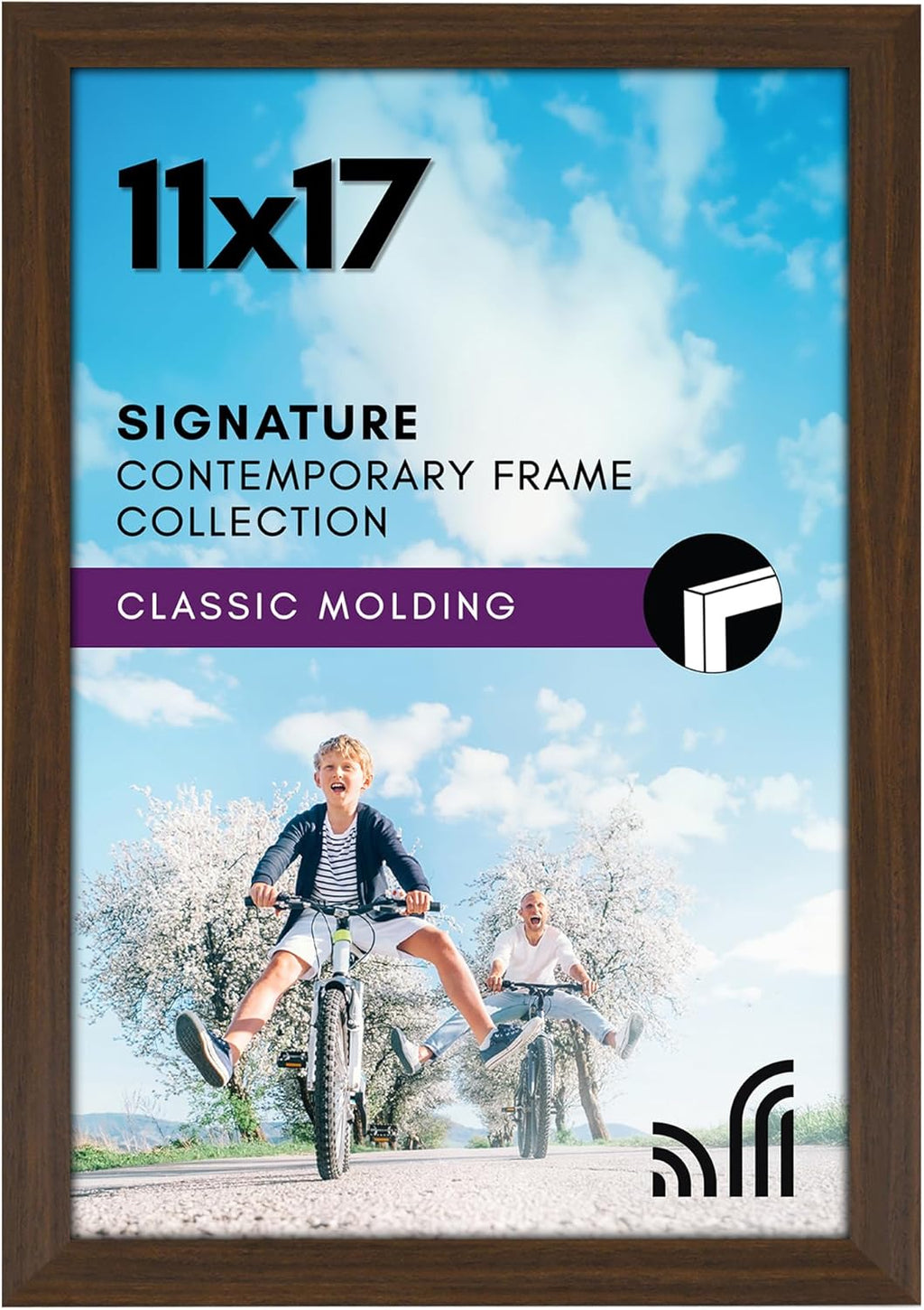 Americanflat 11x17 Picture Frame with Shatter-Resistant Glass - Signature Collection - Gallery-Style Frames Made of Engineered Wood - Photo Frame for Wall Display - Walnut