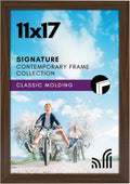 Americanflat 11x17 Picture Frame with Shatter-Resistant Glass - Signature Collection - Gallery-Style Frames Made of Engineered Wood - Photo Frame for Wall Display - Walnut