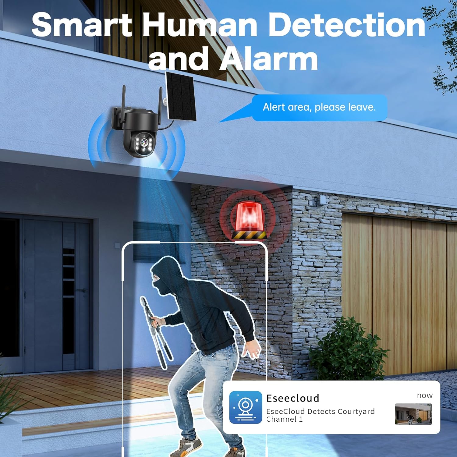 Solar Security Cameras Wireless Outdoor, 5G/2.4G Solar WIFI Cameras for Home Security,Battery Powered Outside Camera,Human Detection, Color Night Vision, 2-Way Talk for home Porch/Garage/Yard