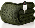 Heated Electric Blanket Twin Size-62"x84" Heating Blanket with 10 Heating Levels & 5 Time Settings Over-Heat Protection，Winter Warmer for Adults with ETL Certification（Green）