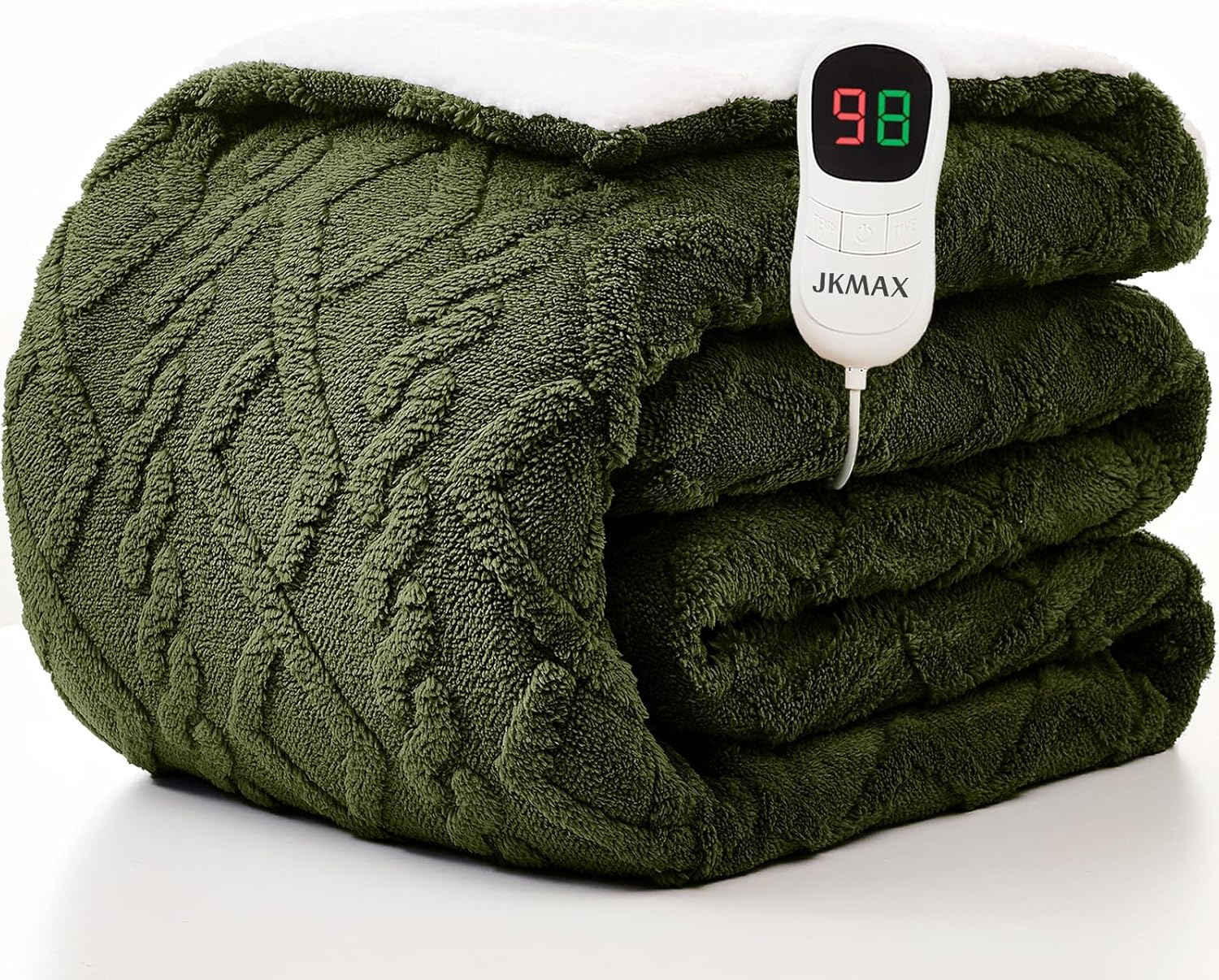 Heated Electric Blanket Twin Size-62"x84" Heating Blanket with 10 Heating Levels & 5 Time Settings Over-Heat Protection，Winter Warmer for Adults with ETL Certification（Green）