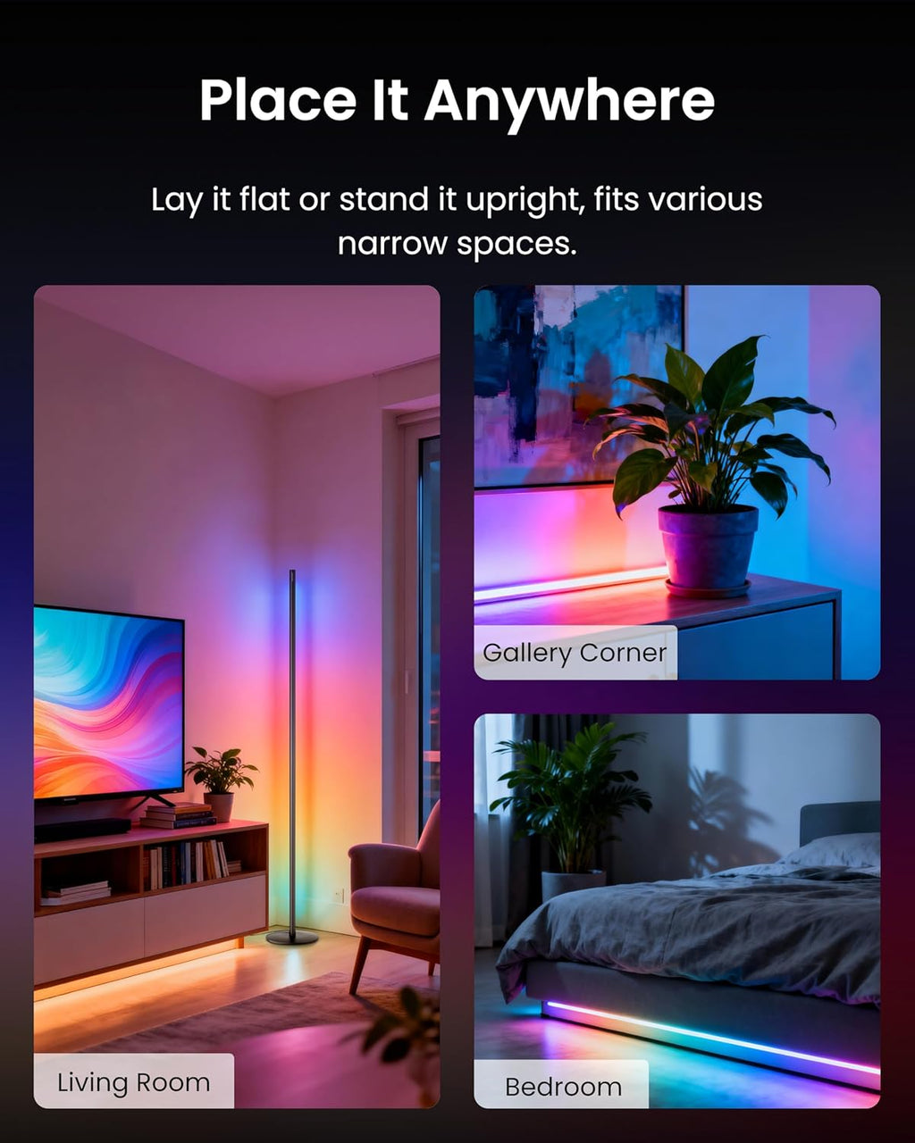 SwitchBot Smart Floor Lamp RGBICWW Voice/App Controlled Works with Alexa, Apple Home & Google, Matter, Warm & Cool White, 1200lm Music Sync, Lamp for Living Room for Bedroom — Christmas/Holiday décor