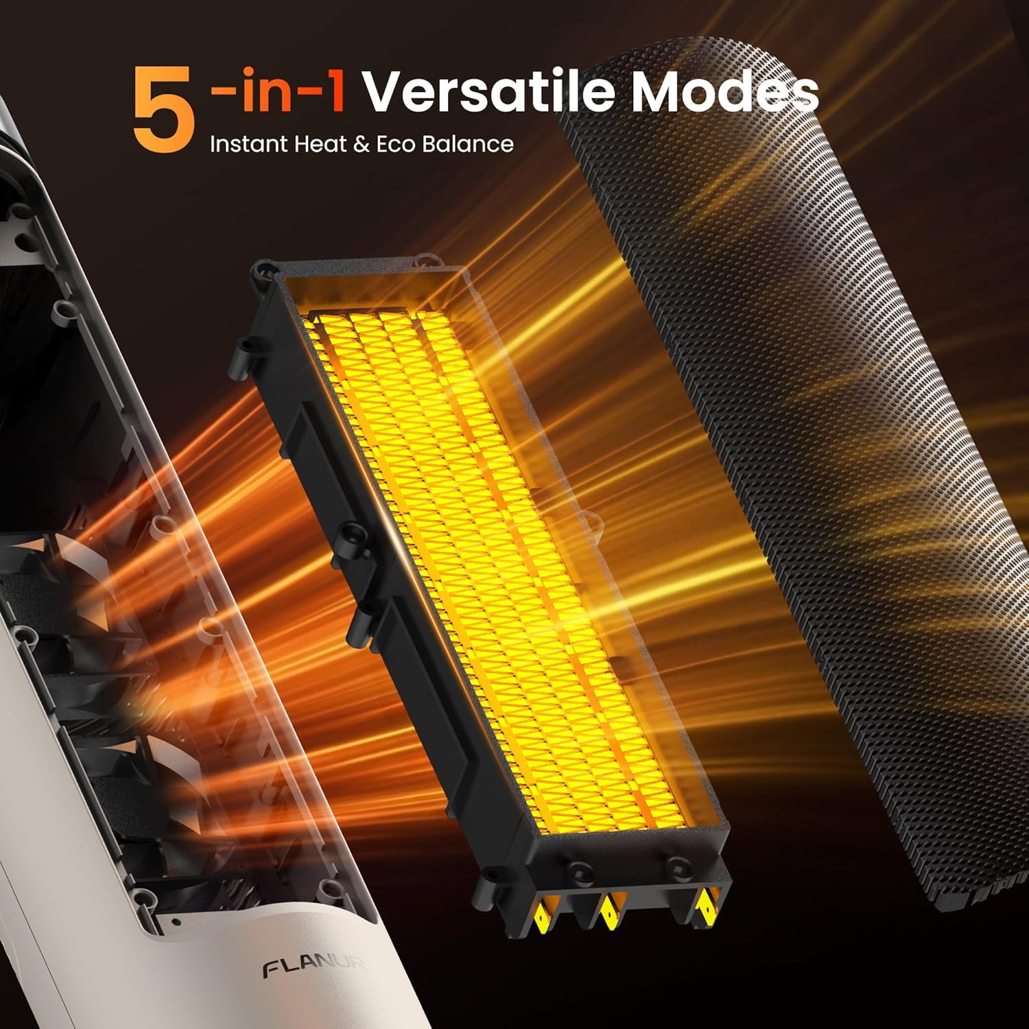 1500W Tower Indoor Space Heater for Home with Programmable Thermostat, 12H Timer & Remote Control, Oscillation and ECO Mode, Electric Heaters for Office, Bedroom, Home (Ivory)