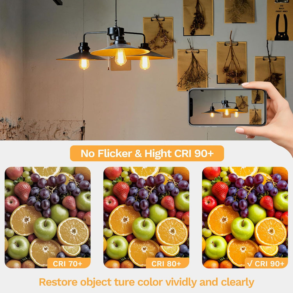 Edison Bulbs E26 Medium Base 2700K Soft White, 750LM ST58 Vintage LED Filament Bulb Clear Glass, Equivalent 75W Dimmable Lights Bulb 90+ CRI for Chandeliers, Pendants, Wall Sconces, 18 Pack