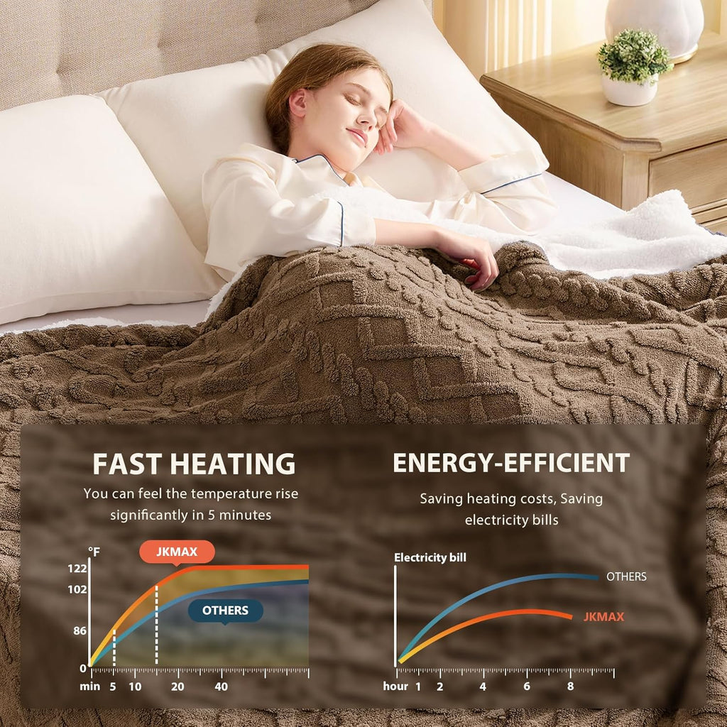 Heated Electric Blanket Full Size-72"x84" Heating Blanket with 10 Heating Levels & 5 Time Settings Over-Heat Protection，Winter Warmer for Adults with ETL Certification（Beige）