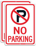 (2 Pack) No Parking Sign with Symbol Sign, 10 x 7 Inches Reflective .40 Rust Free Aluminum, UV Protected, Weather Resistant, Waterproof, Durable Ink, Easy to Mount