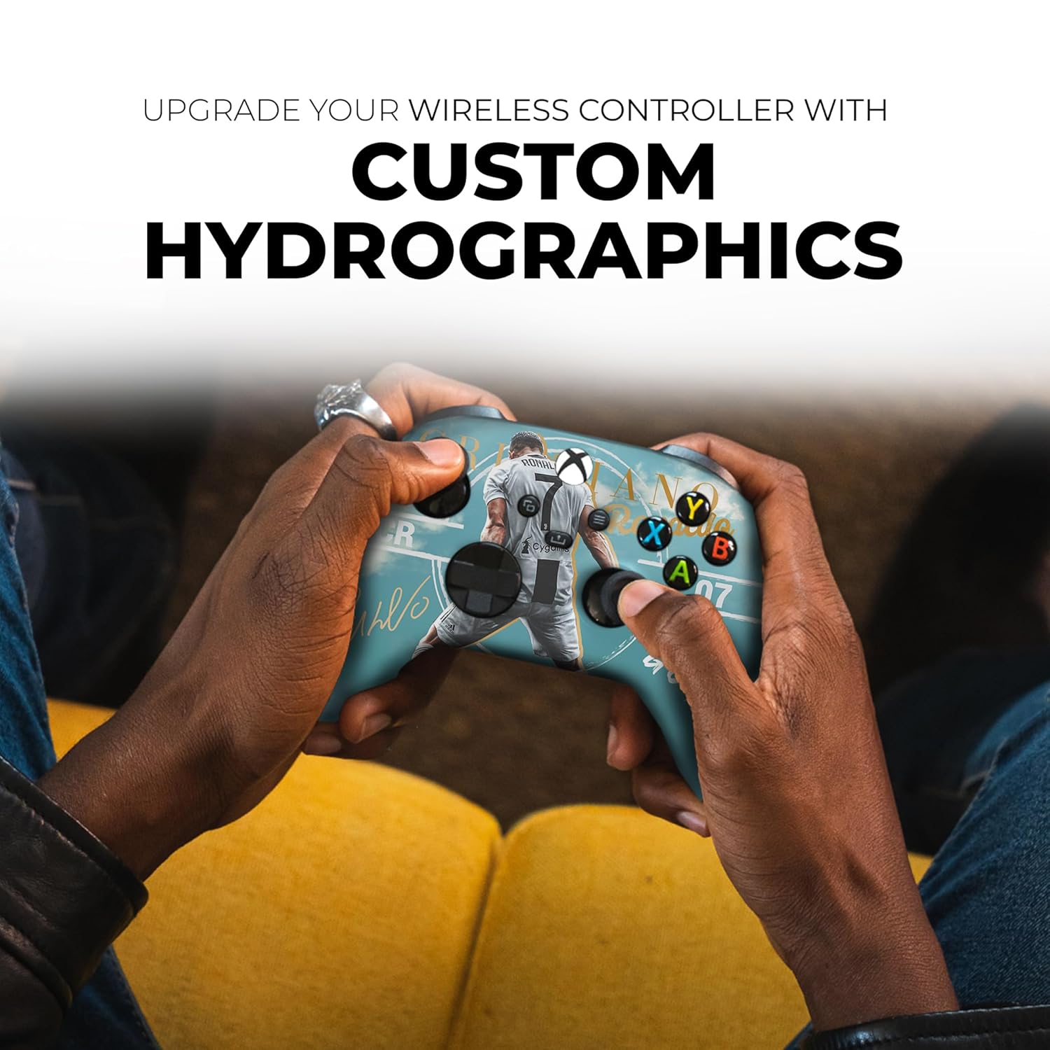 DreamController Ronaaldo Custom X-box Controller Wireless compatible with X-box One/Series X/S Proudly Customized in USA I Permanent HYDRODIP Print(NOT JUST A SKIN)(MODDED)