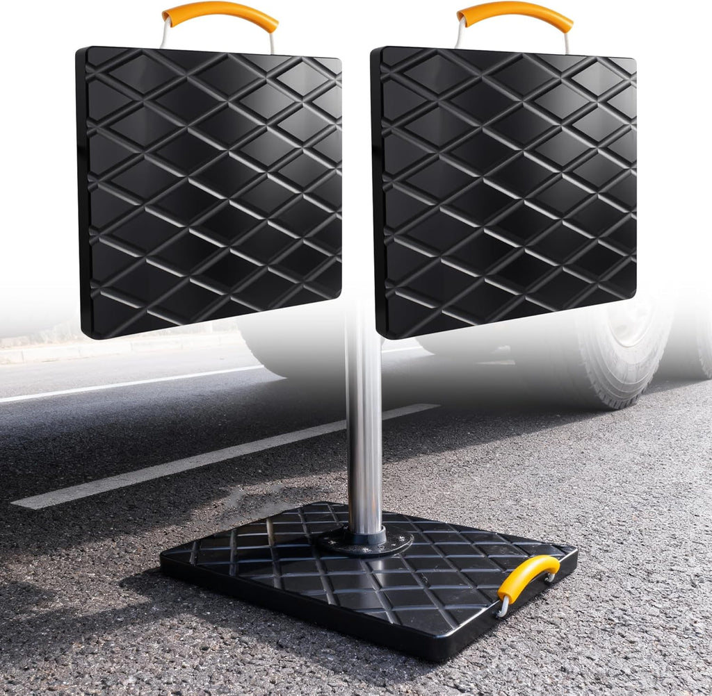 Trailer Stabilizer Pads (2 Pack), UHMWPE 12 X 12 X 1 inchs Non-Slip Rv Jack Pads Camper Outrigger Pads with Handle, Heavy Duty Stabilizing Blocks for Truck/Trailer/Crane