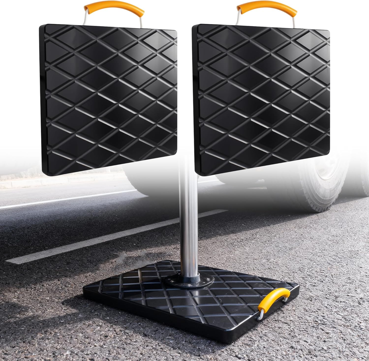 Trailer Stabilizer Pads (2 Pack), UHMWPE 12 X 12 X 1 inchs Non-Slip Rv Jack Pads Camper Outrigger Pads with Handle, Heavy Duty Stabilizing Blocks for Truck/Trailer/Crane