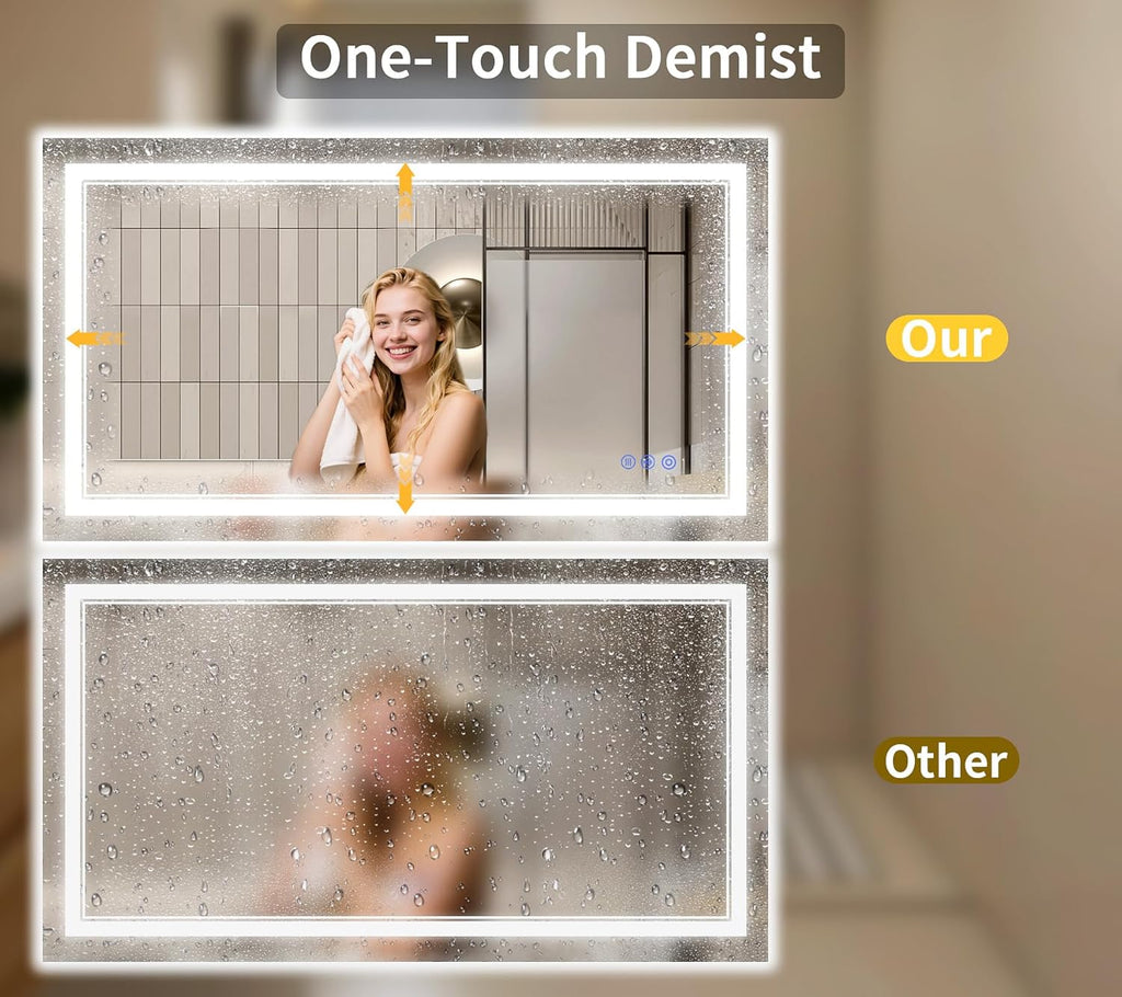 24"x48" LED Bathroom Mirror with Lights, Anti-Fog, Backlit + Front Lit, Dimmable, Led Vanity Mirror for Wall, Lighted Bathroom Mirror, 3 Colors, Shatter-Proof Tempered Glass