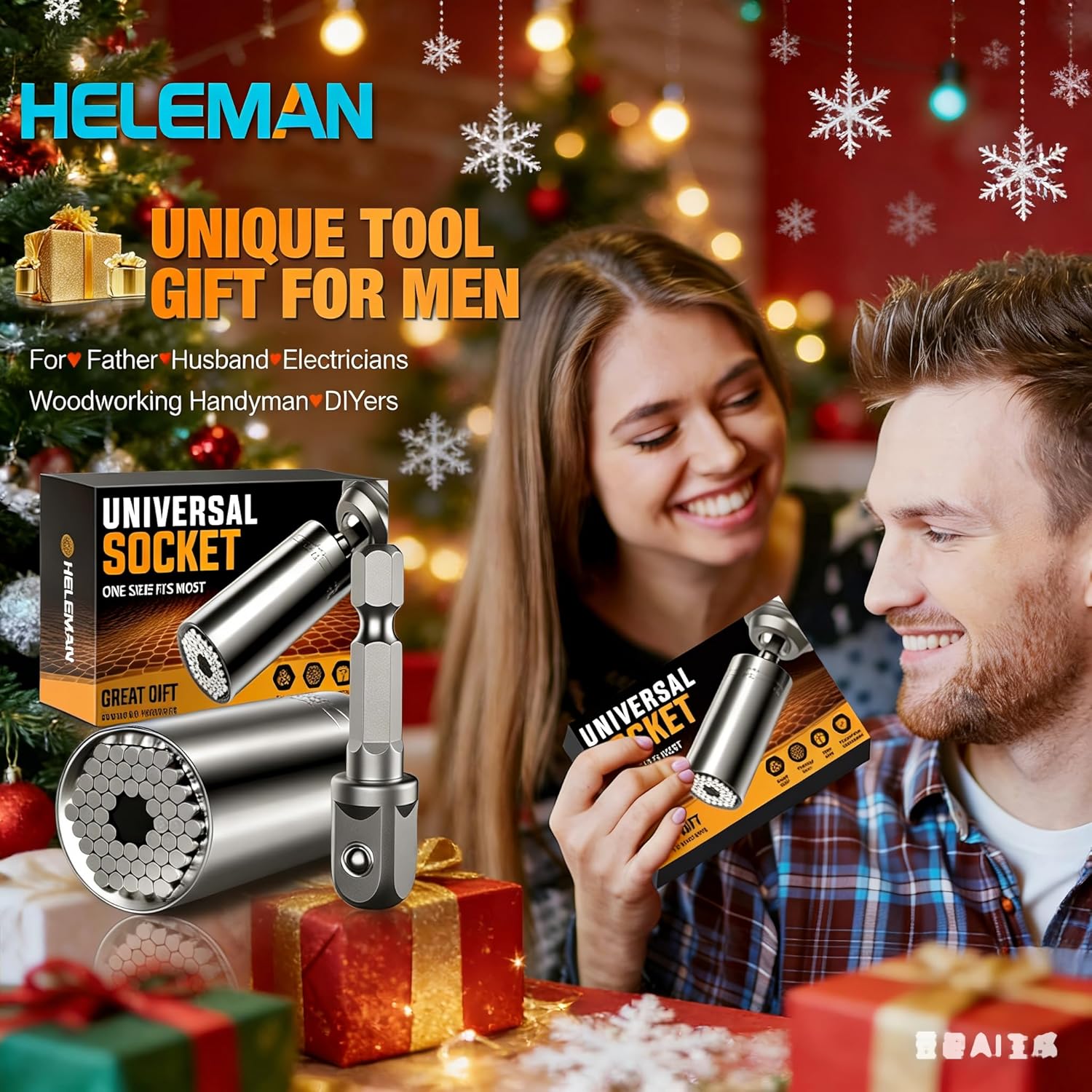 Stocking Stuffers for Men Gifts Christmas Super Universal Socket Tools Gifts for Men: Socket Set with Power Drill Adapter(7-19 MM) Cool Stuff Gadgets for Women Birthday Gifts for Dad Husband Adults