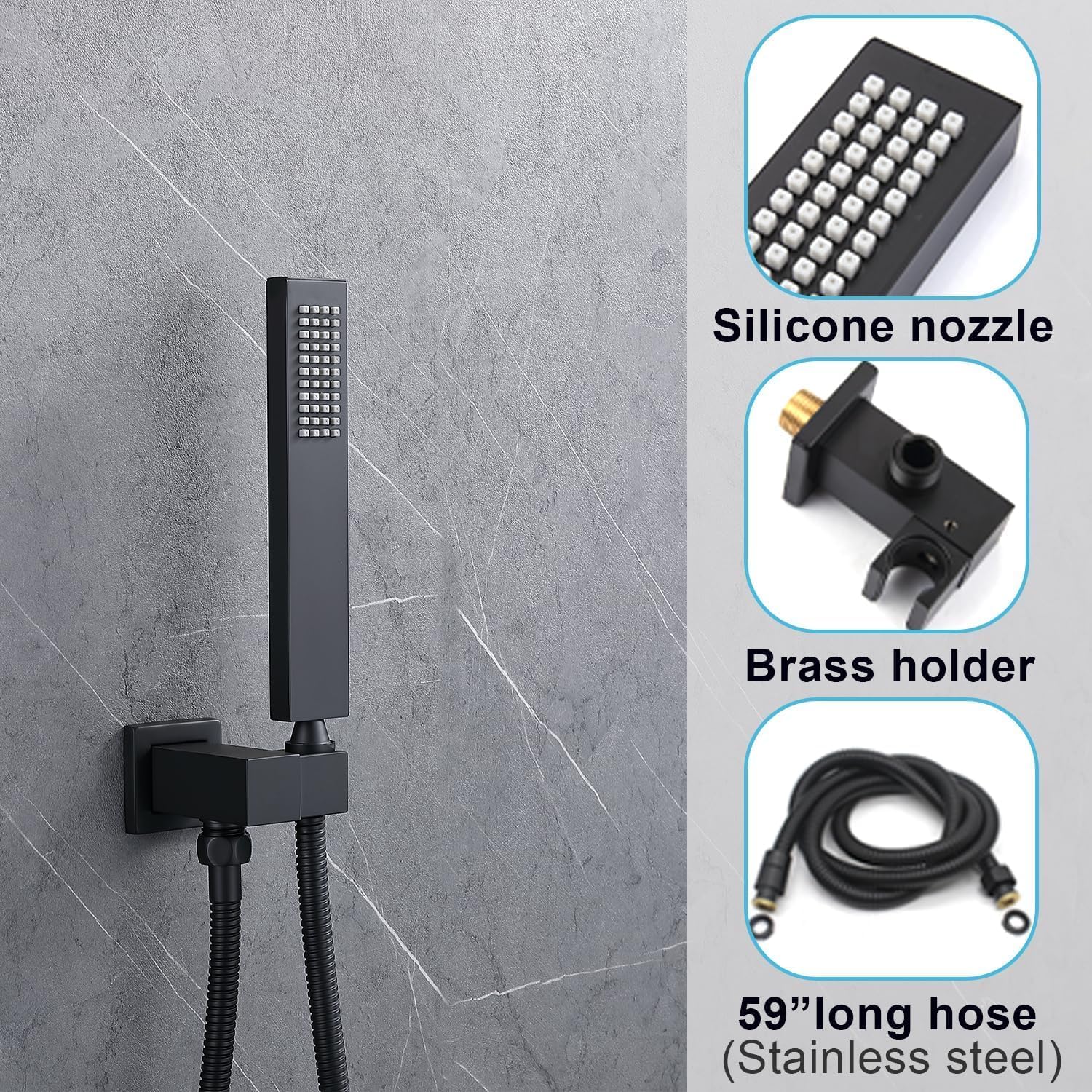 Digital Display Dual Head Shower system Rain Shower System Shower Wall Mount 10 Inch Ceiling Shower Head with 6 Inch Shower Head with shower handheld(Matte Black)
