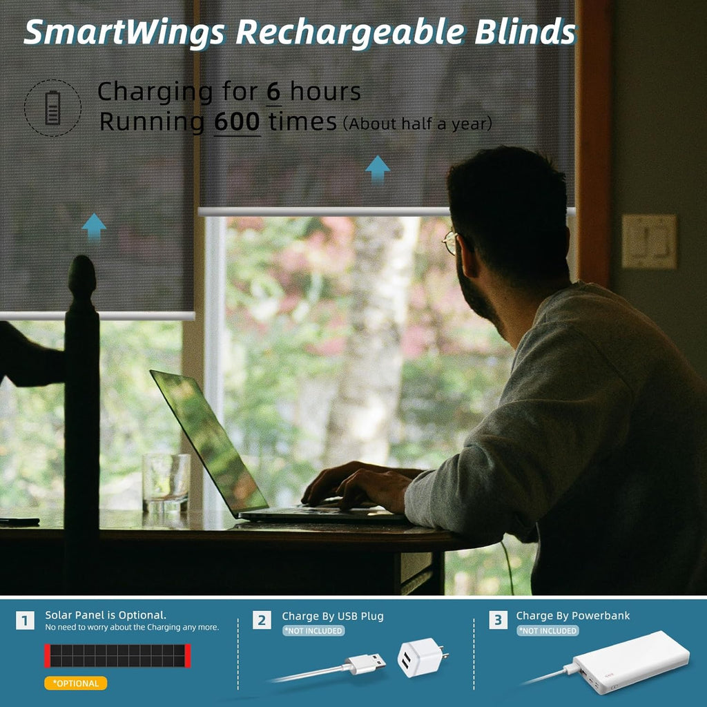 SmartWings Motorized Smart Roller Shades in Light Filtering, Electric Blinds with Remote for Windows Compatible with Alexa/Google Home/Homekit, Customized, 3% Openness Aventus Black