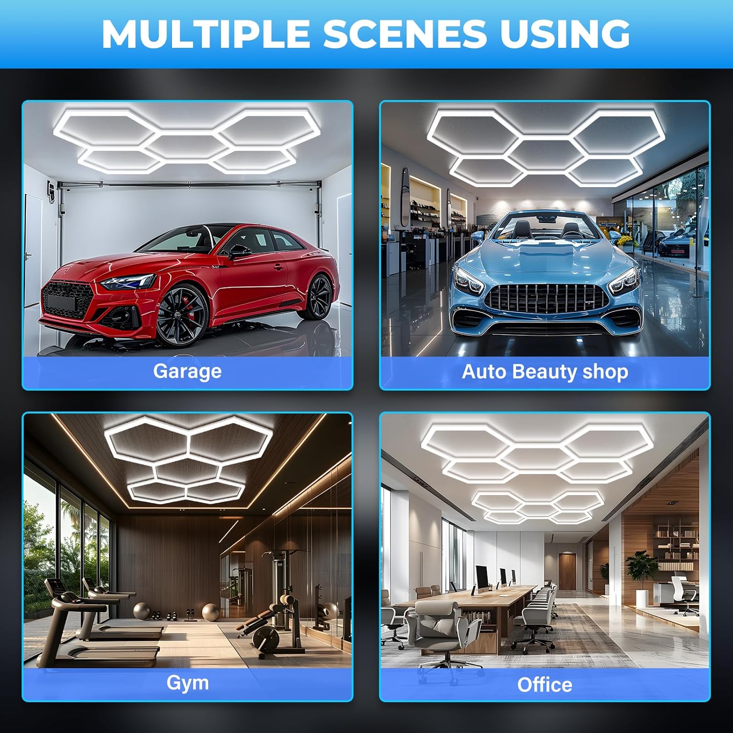 Hexagon Garage Lights - Bigger Size Hexagon Lights 200W LED,5000K 24000LM,Hex Lighting for Car Detailing,Workshop,Basement,Gym,Barber, Garage Ceiling led Light 25 Pack
