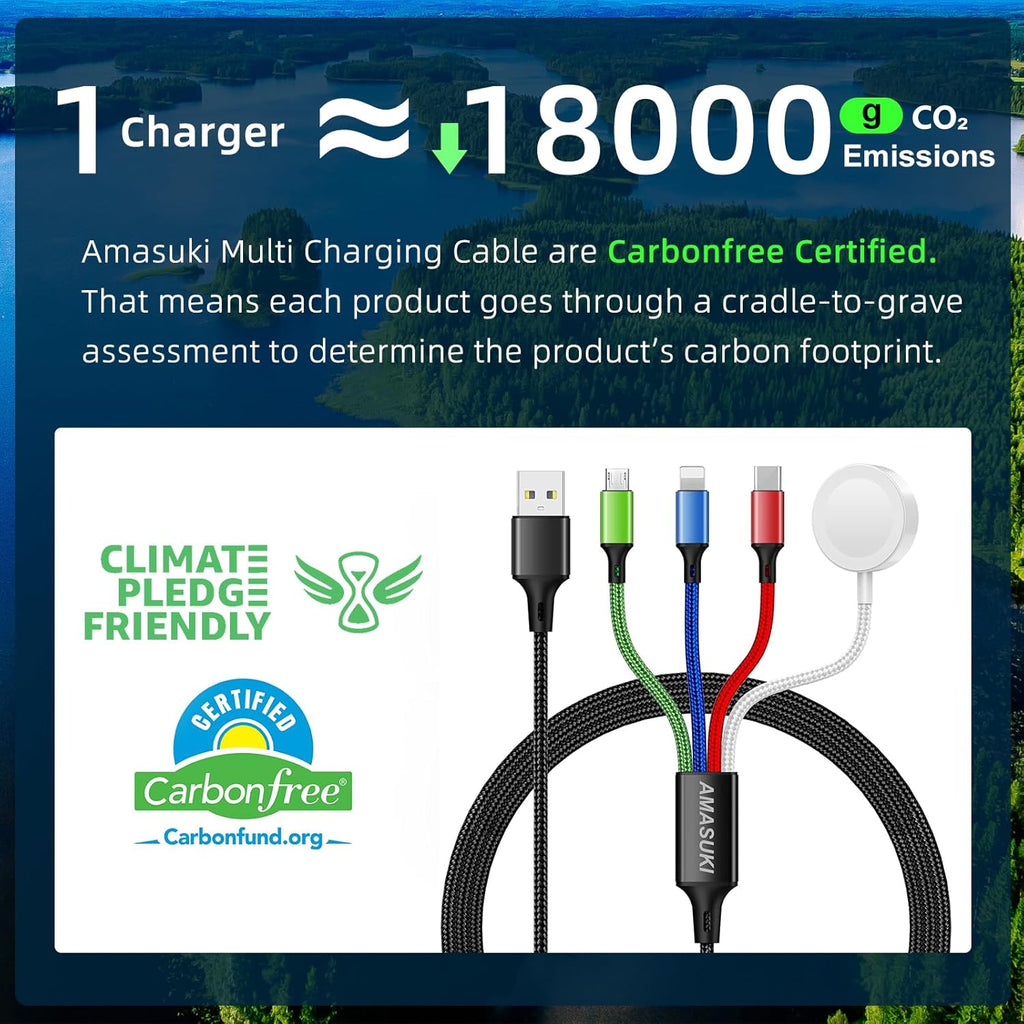 Travel Essentials,4 in 1 for Apple Watch Charger/iPhone Charger/Multi Charging Cable,Vacation RV Camping Essentials,USB C/L/Micro Portable Charger for iWatch 11-1/iPhone 17-12,Car&Gift-4FT