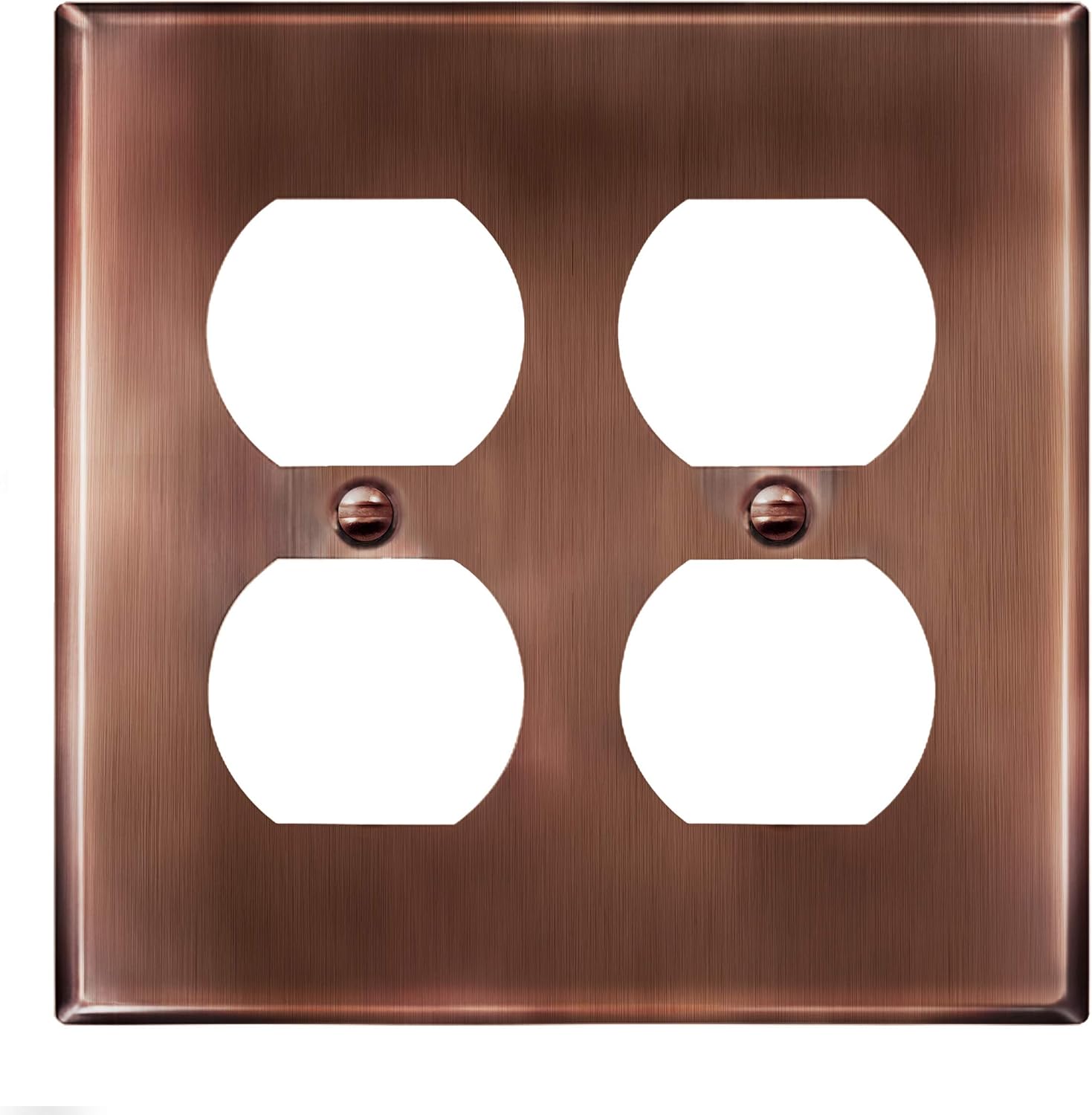 ENERLITES Antique Copper Double Duplex Receptacle Metal Wall Plate, Outlet Cover, Corrosion Resistant, Standard Size 2-Gang 4.50" x 4.57", Stainless Steel 201, 7722-AC