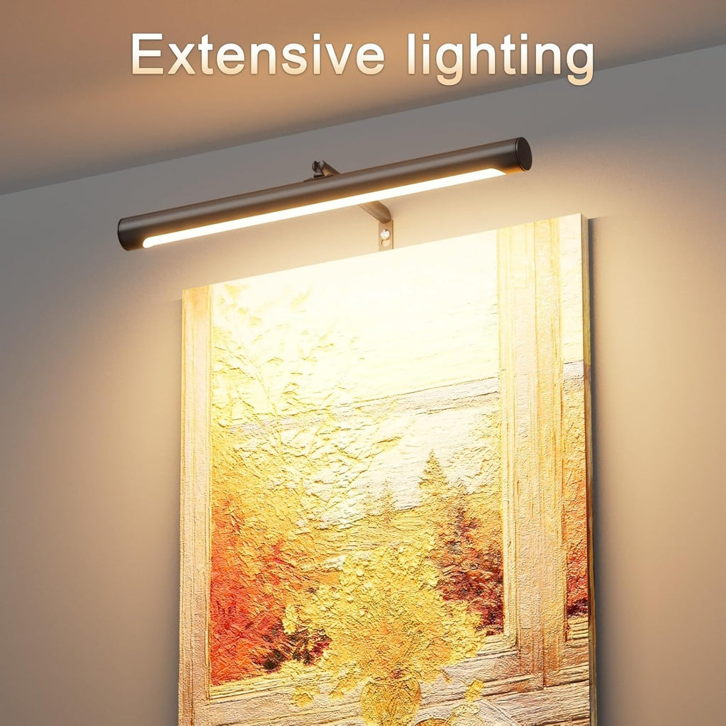 Picture Lights for Paintings Plug in, 16" Adjustable LED Picture Light Art Light with Timer, Remote Control Gallery Painting Wall Light for Picture Display Frame Dartboard Art Work (Black)