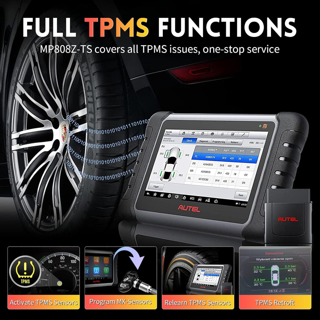 Autel MaxiPRO MP808Z-TS Scanner (2-Year Free Updates) - New ECU Coding Scan Tool with TPMS Relearn Rest Programming, Upgraded of MP808BT PRO /MP808BT, Active Test, 36+Service, Full System Diagnose