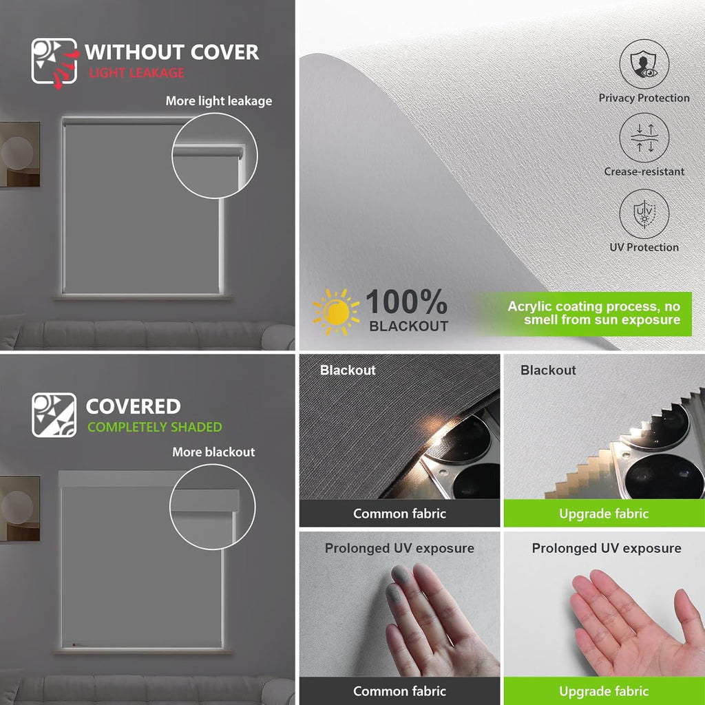 ZSTARR Motorized Smart Blind for Window,Automatic Blackout Roller Shade Compatible, with Remote Control, Child Safety Rechargeable Battery Blind with Valance,Customize (Whitewash Colour)