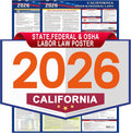 2026 California State and Federal Labor Laws Poster Set- OSHA Compliant UV Waterproof Laminated 17" x 40" English Version 2PCS Folded - All in One Compliance Posting