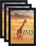 12x15 Picture Frame Black Set of 3,Wooden Frame 12x15 Wall Gallery Poster Photo frame with Durable Shatter Resistant Plexiglass for Wall Mounting Family -friend- wedding best gift