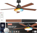 Lumary 52'' Smart Ceiling Fan with RGBAI Lights Remote, WiFi Bluetooth Low Profile Ceiling Fan with Alexa Google App, Dimmable & Color Tuning, 46 Scene, Modern Flush Mount for Bedroom Living Room