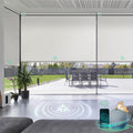 Yoolax Smart Blinds, Motorized Matter Roller Shades Blackout Automatic Blinds for Windows Motorized Shades Compatible with Alexa, Google Home, Homekit(Blackout Greyish White)