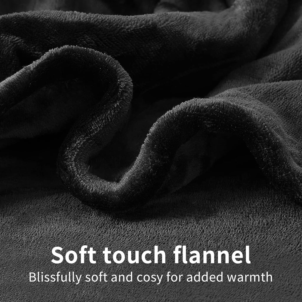 Vagueior Electric Heated Blanket Full Size 50'' x 60'',Extra-Warm Lightweight Cozy Luxury Bed Blanket Machine Washable with 3 Heating Levels Auto-Off Machine Washable,ETL Certification - Black