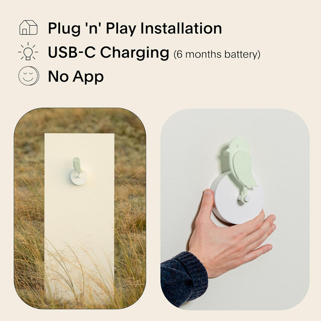Birdie 2.0 - Design Indoor CO2 Monitor - Air Quality Meter for Home & Office - Promotes Mental & Physical Health - Modern Interior Decor - Reducing Health Risks with Clean Air (Meadow, FullBirdie)