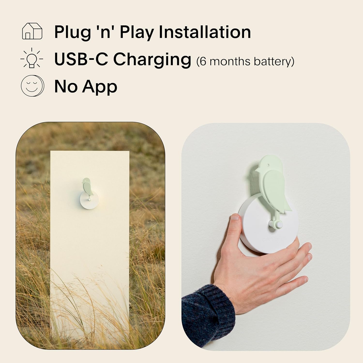 Birdie 2.0 - Design Indoor CO2 Monitor - Air Quality Meter for Home & Office - Promotes Mental & Physical Health - Modern Interior Decor - Reducing Health Risks with Clean Air (Meadow, FullBirdie)