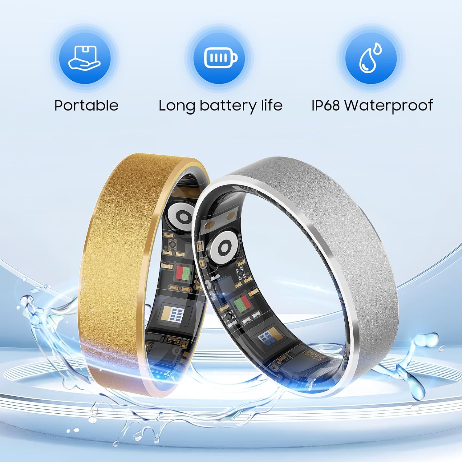 Smart Health Ring, Featuring Stress and Sleep Monitoring Functions, Compatible with iOS and Android, Waterproof Fitness Tracker for Women & Men, No Subscription Fee. (Rose Gold, 9)