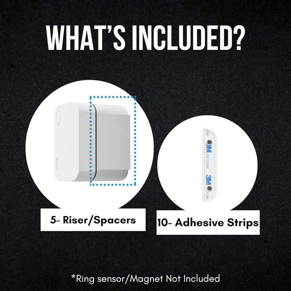 Ring Alarm Magnet Riser | 5 Pack Set with 3M Adhesive - Easy Mount to Any Doorway, Window, and Entryway | Ring Sensor/Magnet Not Included (1 inch)