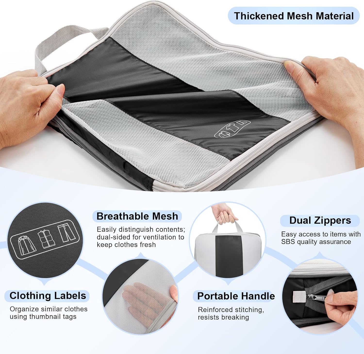 8 Set Compression Packing Cubes for Travel Essentials,Compressible Expandable Packing Cubes for Suitcase,OlarHike Luggage Organizer Bags for Travel,Handy Helper for Organizing Clothes(Black)