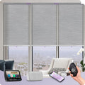 Graywind Motorized Light Filtering Shades Compatible with Alexa Google Rechargeable Remote Control Smart Blinds Automatic Window Shade with Valance for Home Office, Custom Size (Mixwave Grey)