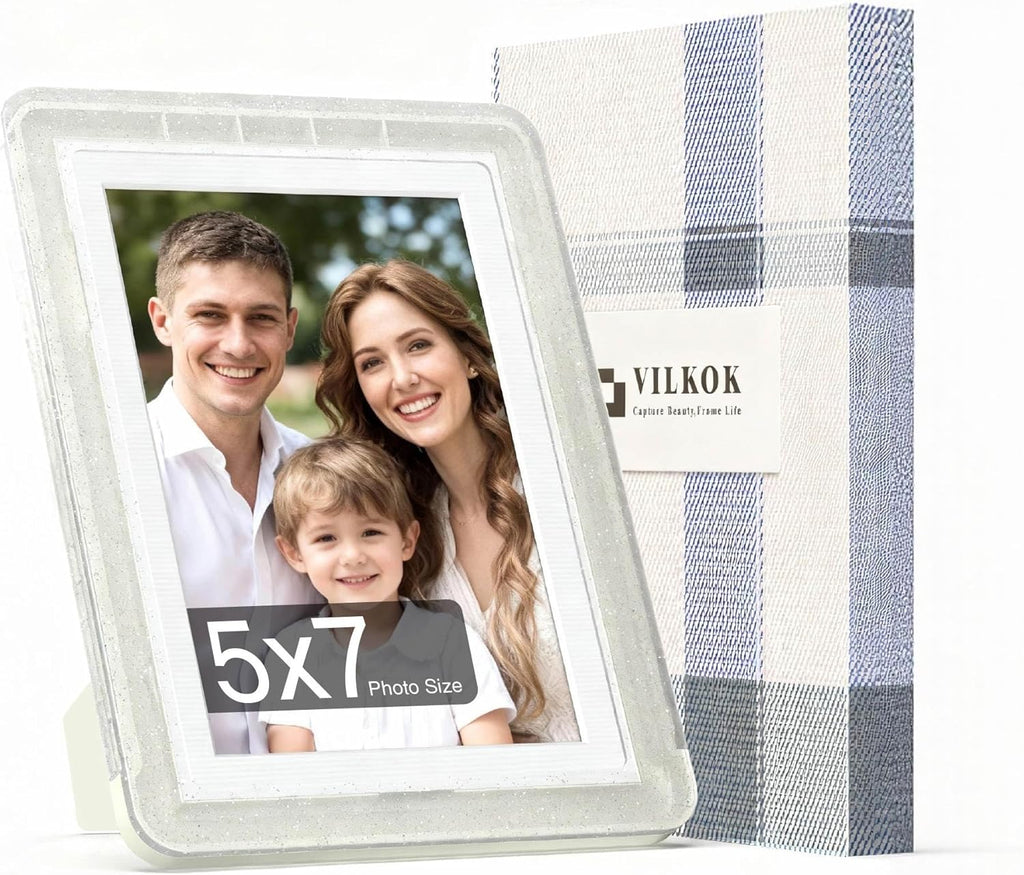 5x7 Picture Frame, Clear Acrylic Photo Frame with White Mat for 4x6 Photos, One-Piece Shatterproof Tool-Free Design, UV-Resistant Waterproof Tabletop Frame for Home Office Decor with 10-Year Warranty