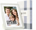 5x7 Picture Frame, Clear Acrylic Photo Frame with White Mat for 4x6 Photos, One-Piece Shatterproof Tool-Free Design, UV-Resistant Waterproof Tabletop Frame for Home Office Decor with 10-Year Warranty