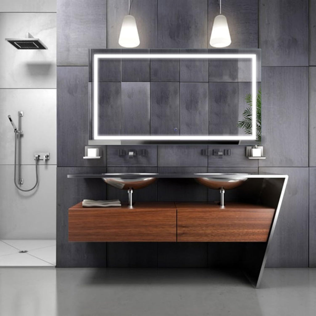 Krugg | Large 54 Inch X 24 Inch LED Bathroom Mirror | Lighted Vanity Mirror Includes Dimmer & Defogger | Wall Mount Vertical or Horizontal Installation