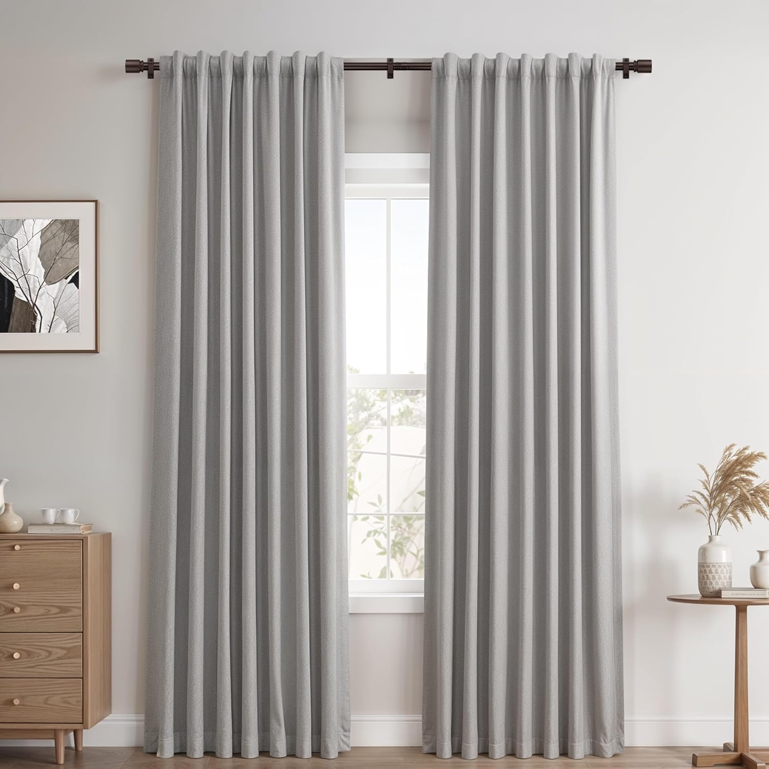 Bronze Aluminium Curtain Rods for Windows,1 Inch Adjustable Curtain Rod 72-144,Heavy Duty Drapery Rods with Thicken Bracket,Decorative Modern Single Rod with Aluminium Finials