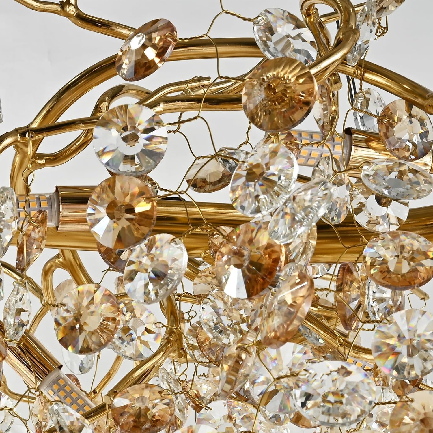 Modern Crystal Chandelier, 12-Light Raindrop Pendant Light Fixture, Luxury Gold Tree Branch Design for Dining Room, Living Room, Bedroom, Entryway - Elegant Home Decor