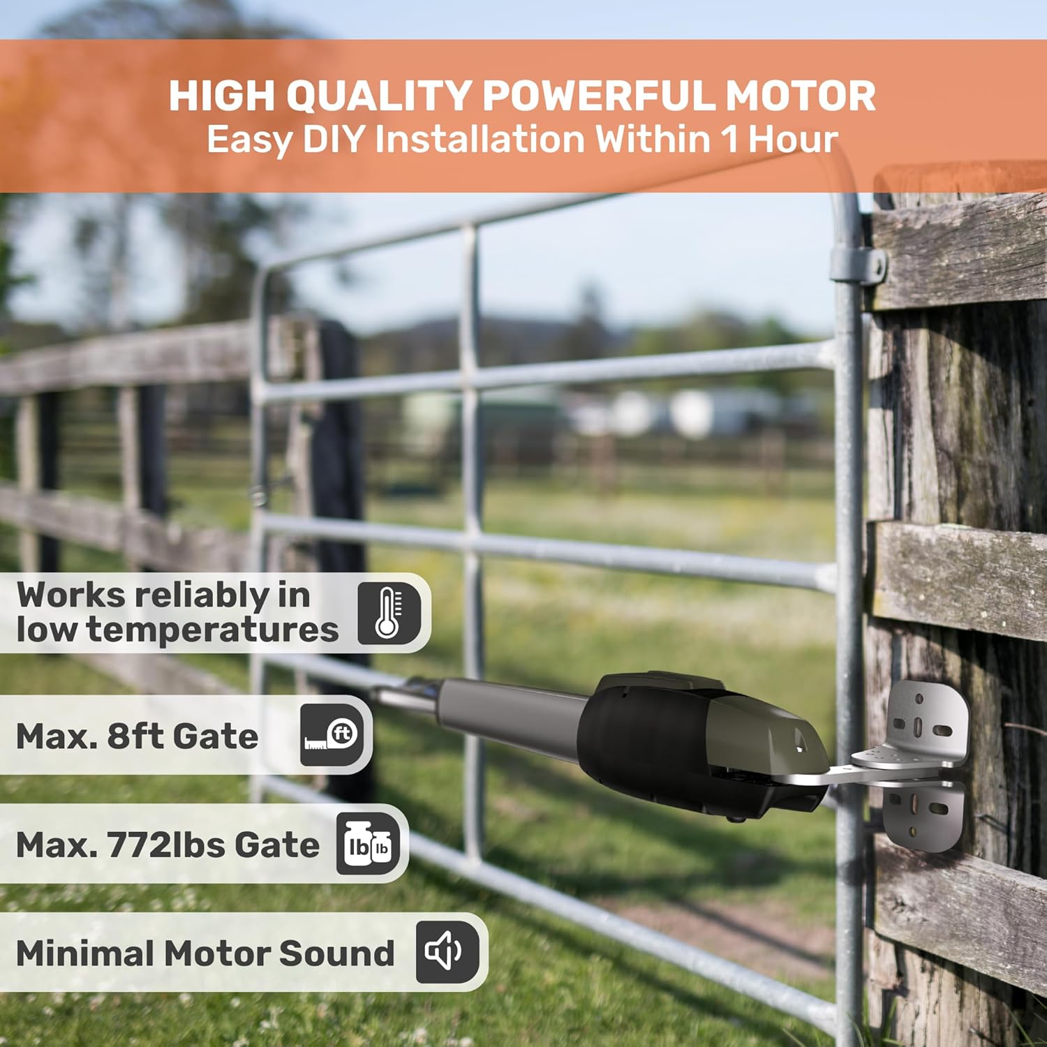 TMT Mastiff 400 Dual Automatic Gate Openers Up to 8ft and 772lb Heavy Duty Swing Gate, Gate Openers with Remote Complete Kit, Electric Gate Opener for Driveway with Powerful Motor (APP Compatible)