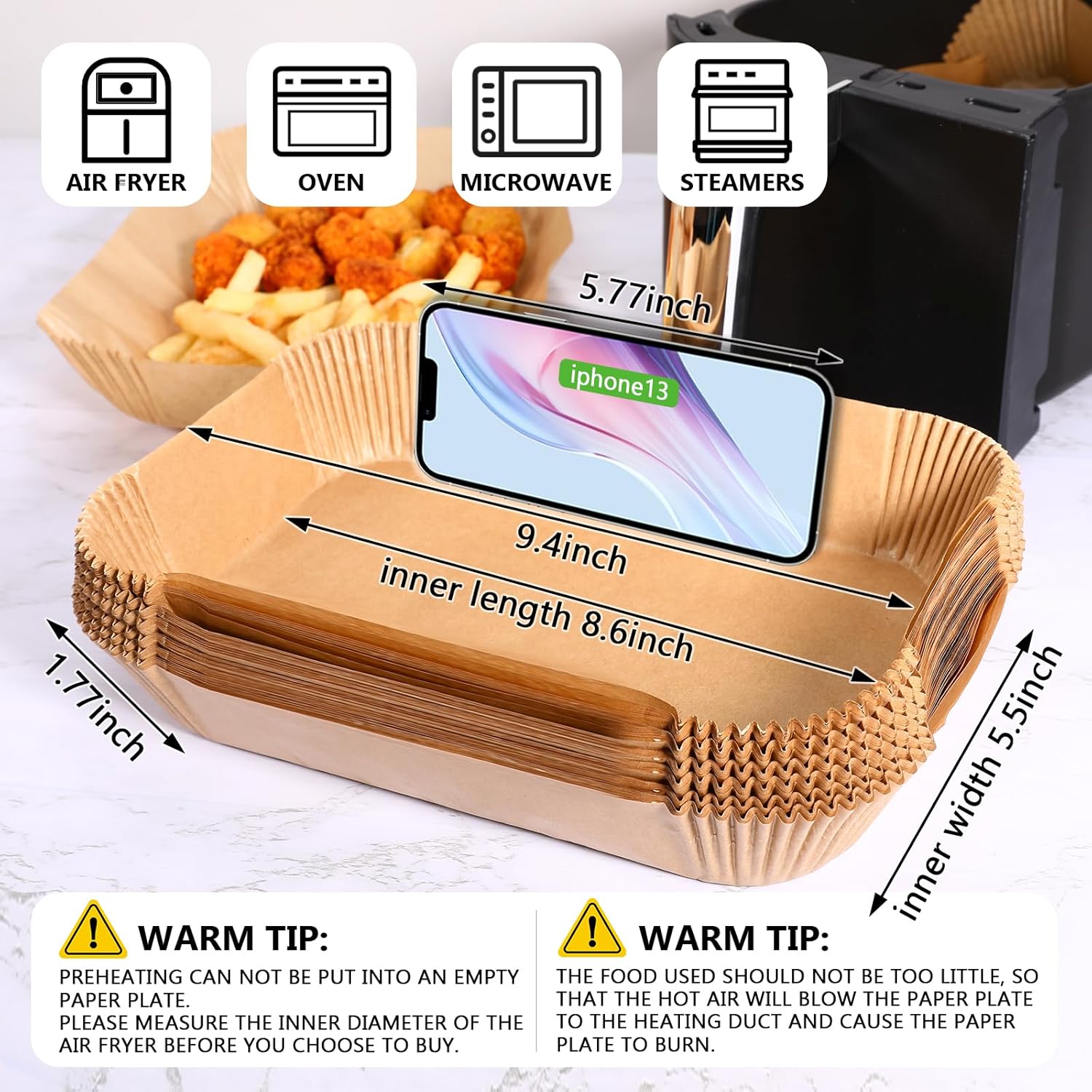 (125PCS) Air Fryer Liners, Disposable for Ninja Dual Air Fryer accessories, Parchment Paper liners rectangle 8.6''*5.5''